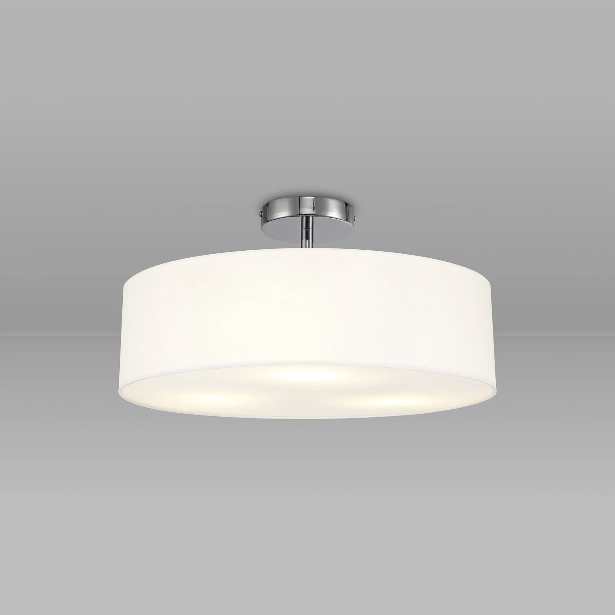 Baymont 45cm, Semi Flush 3 Light Polished Chrome, White DK0697  Deco Baymont CH WH